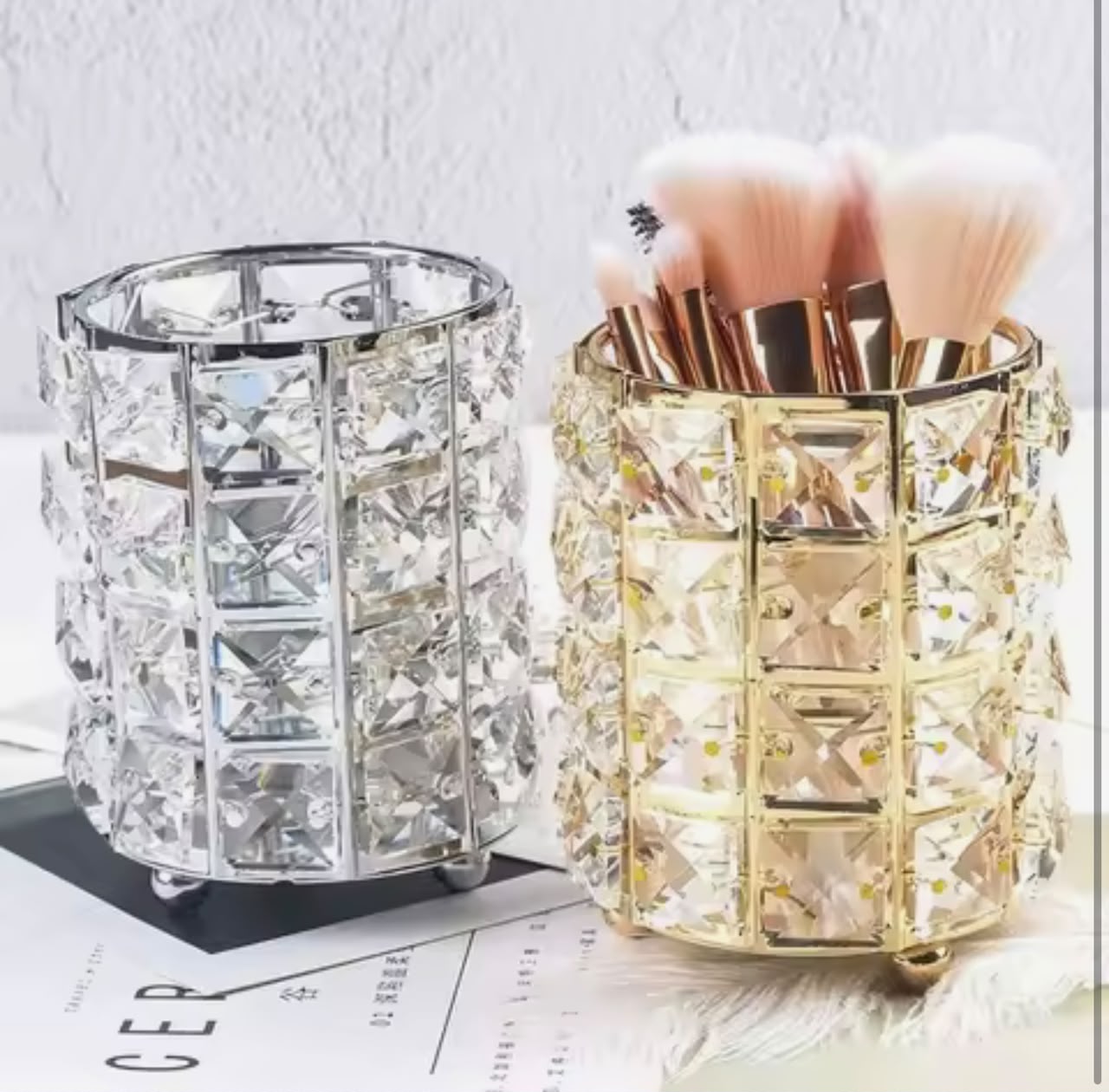 Crystal brush container